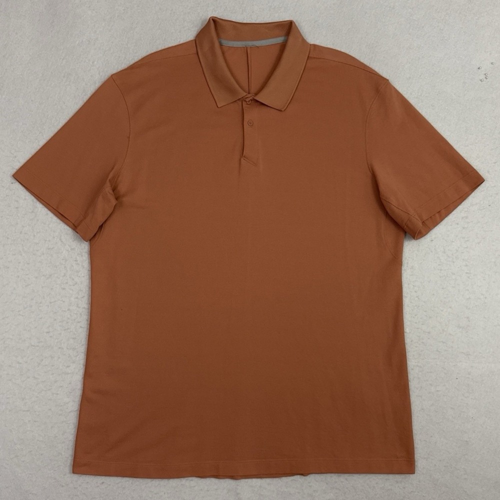 Lululemon Tech Pique Polo Shirt Men's XL Burnt Orange Golf Performance Stretch